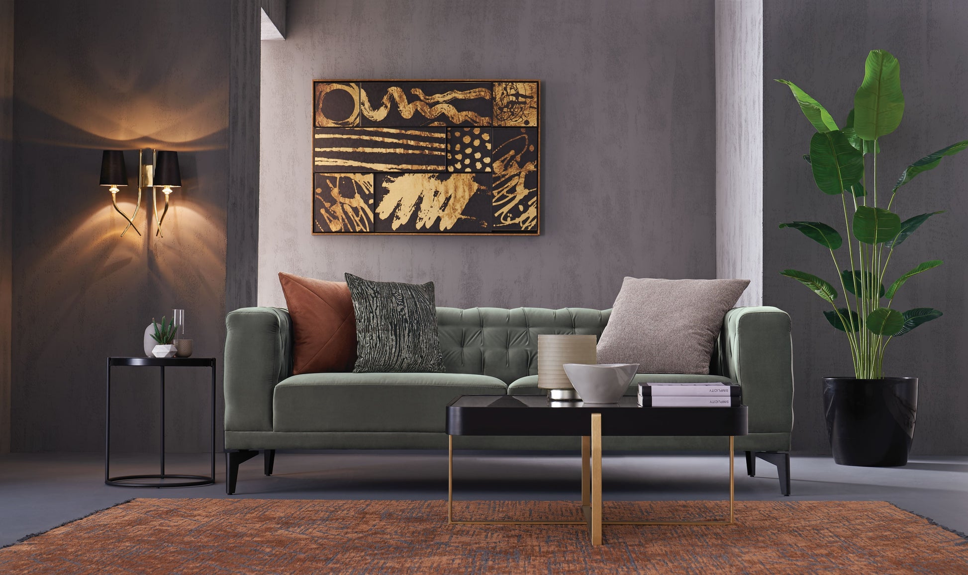 Dorian Green 3-Seater Sofa