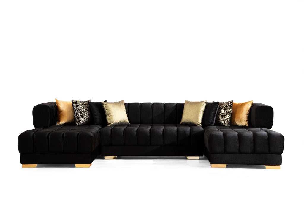 Ariana Black Velvet Double Chaise Sectional