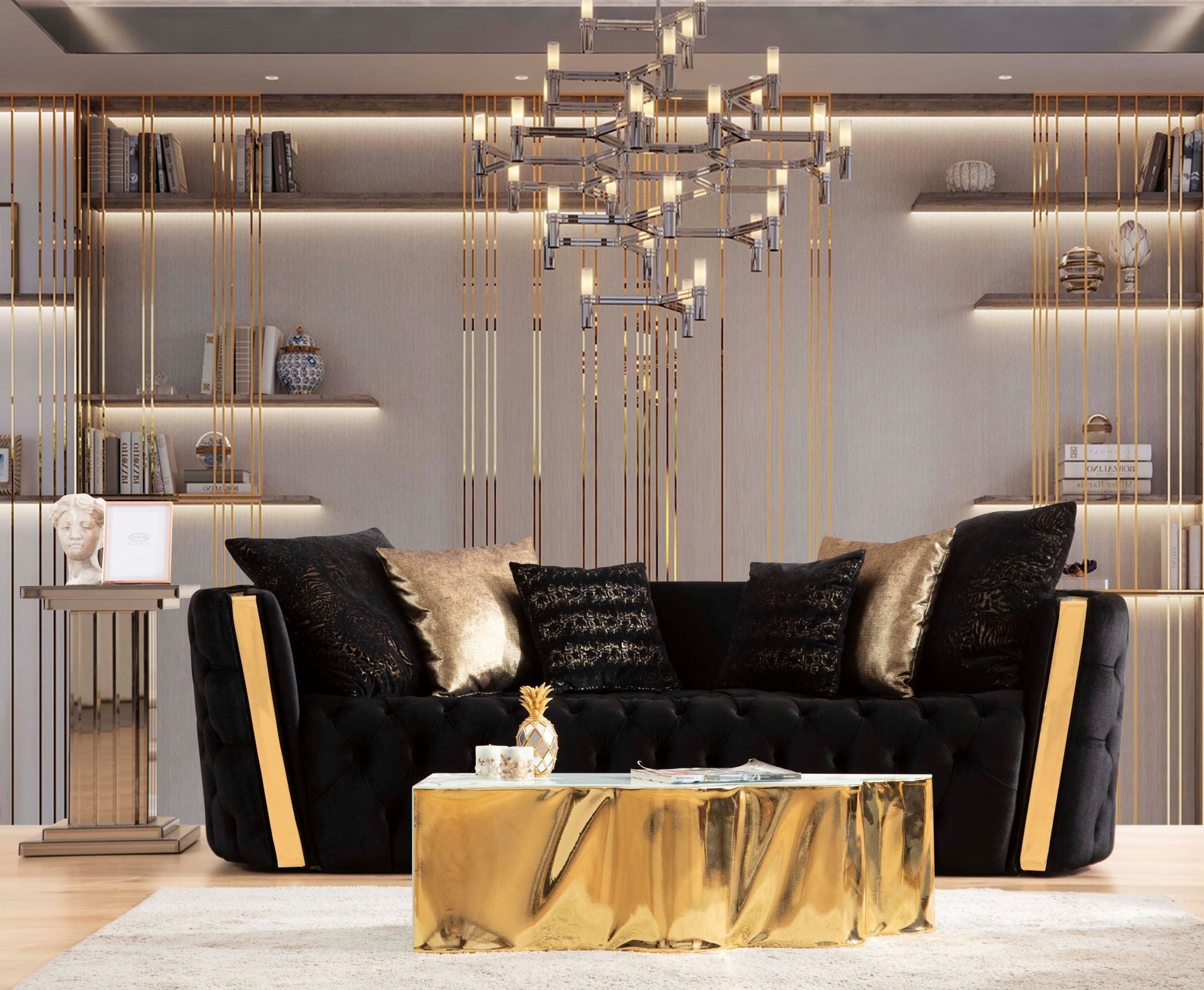 Fanci Black Velvet Sofa & Loveseat