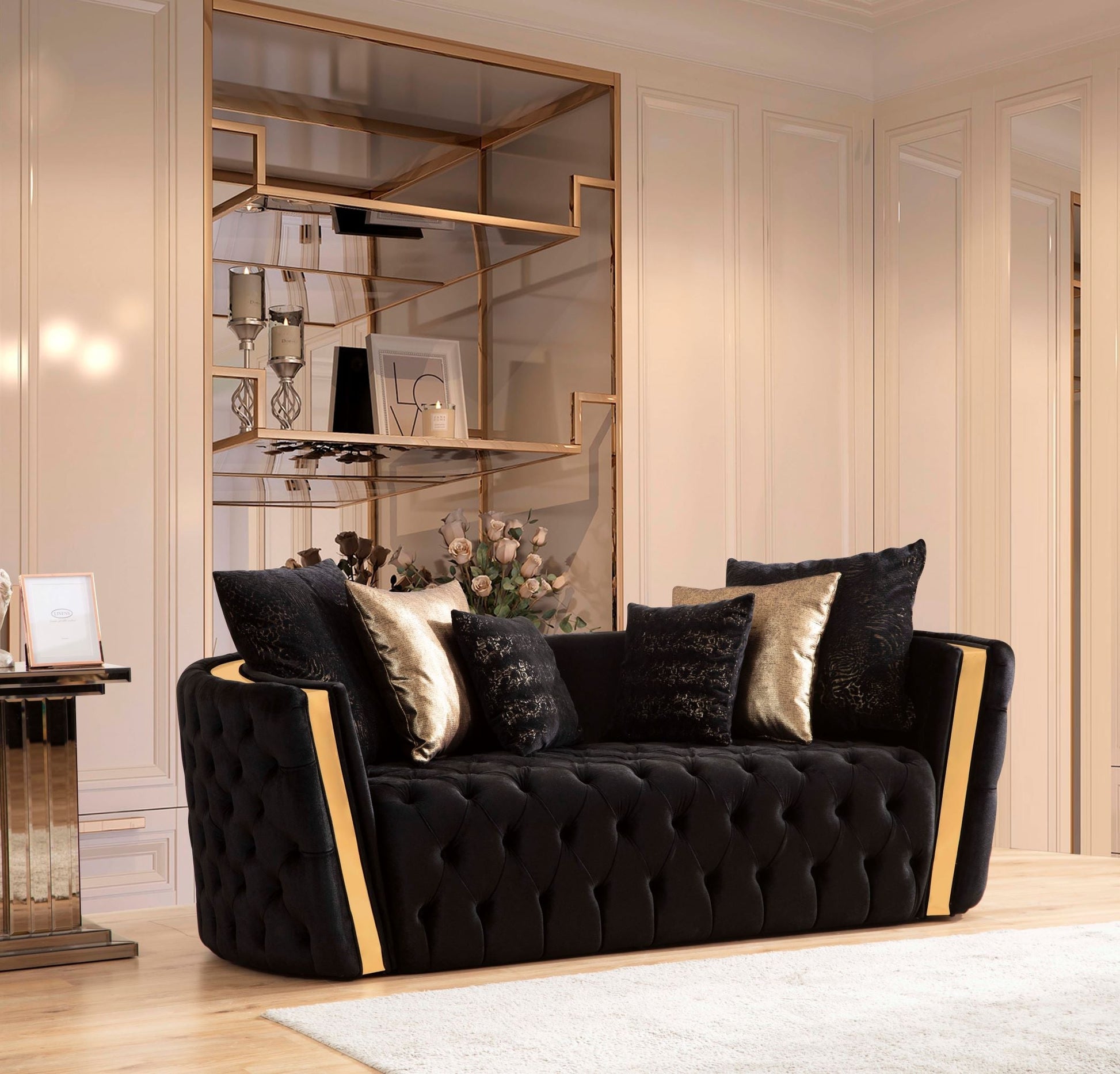 Fanci Black Velvet Sofa & Loveseat