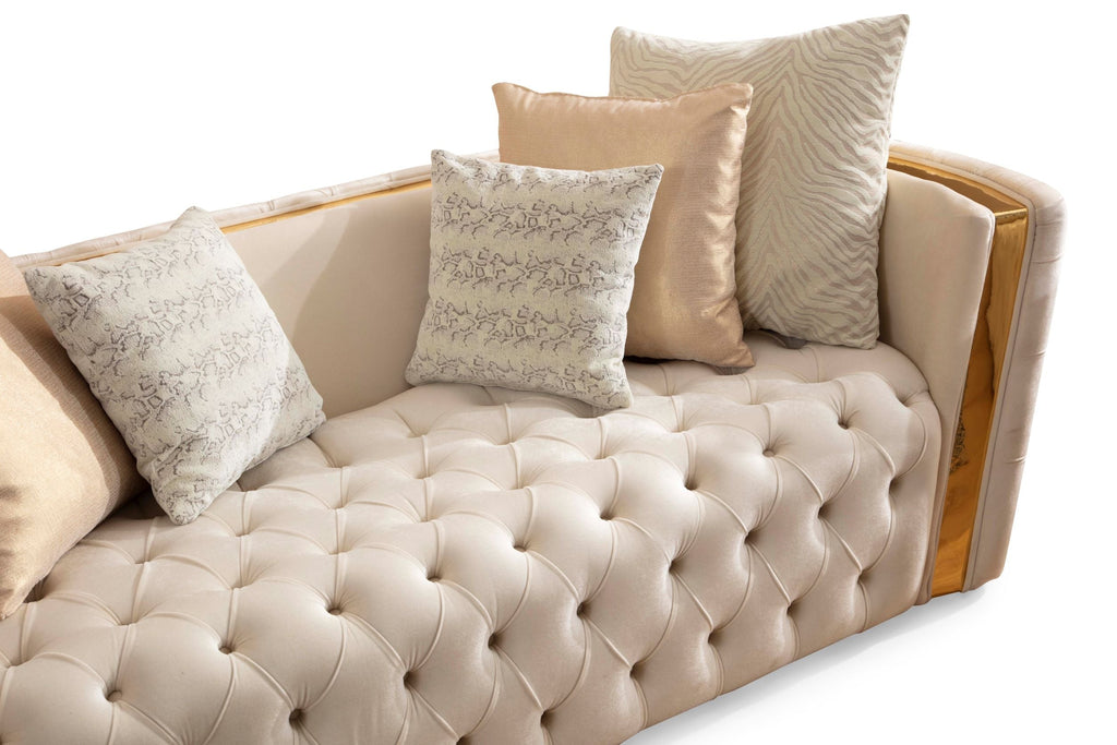 Fanci Ivory Velvet Sofa & Loveseat