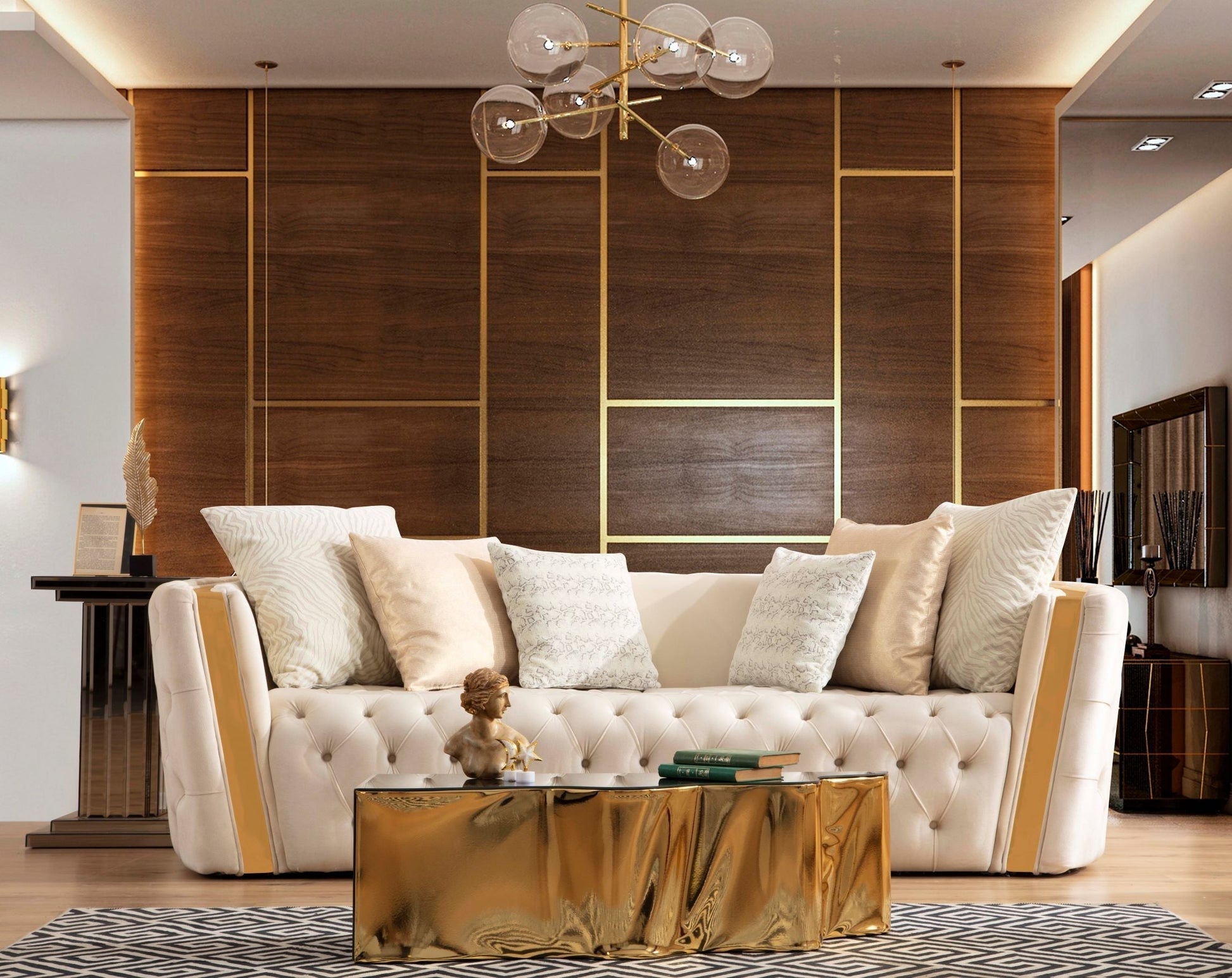 Fanci Ivory Velvet Sofa & Loveseat