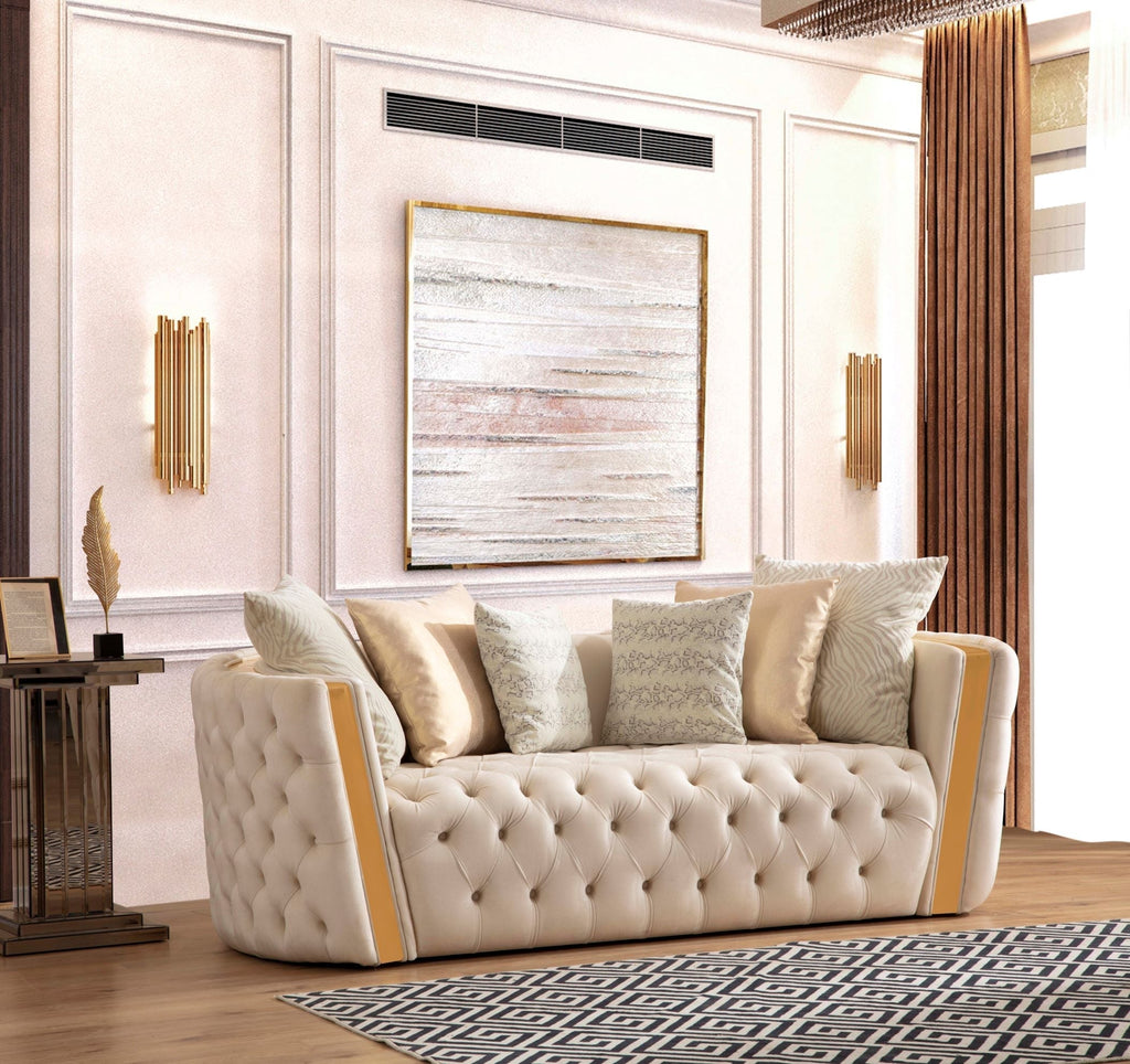Fanci Ivory Velvet Sofa & Loveseat