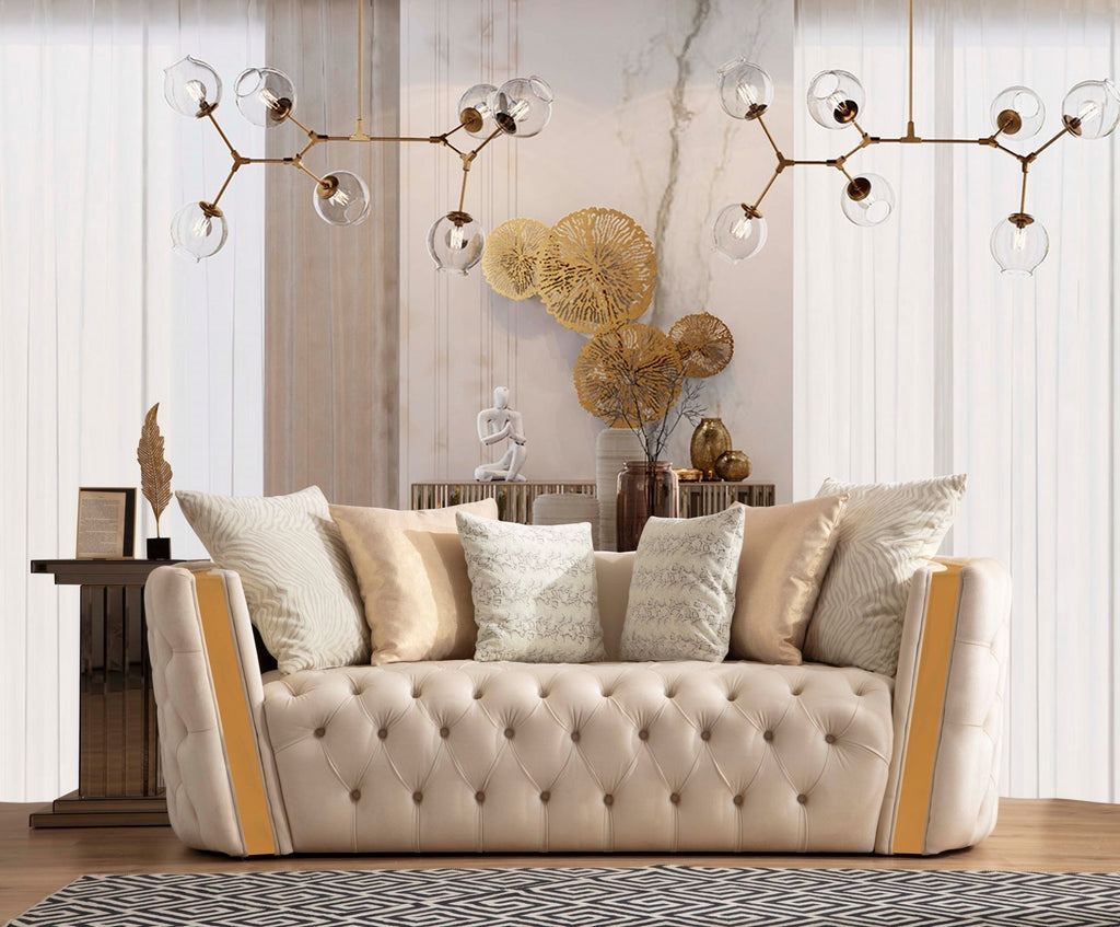 Fanci Ivory Velvet Sofa & Loveseat