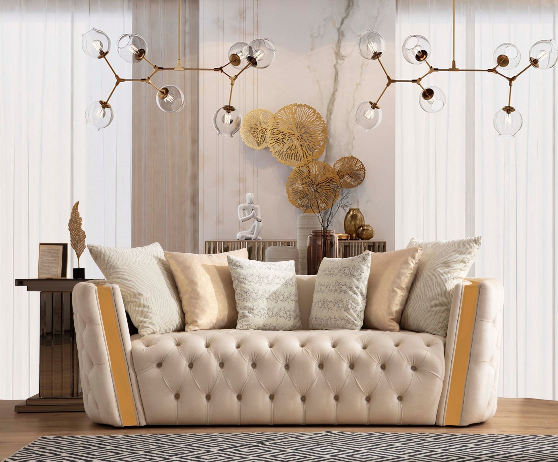 Fanci Ivory Velvet Sofa & Loveseat