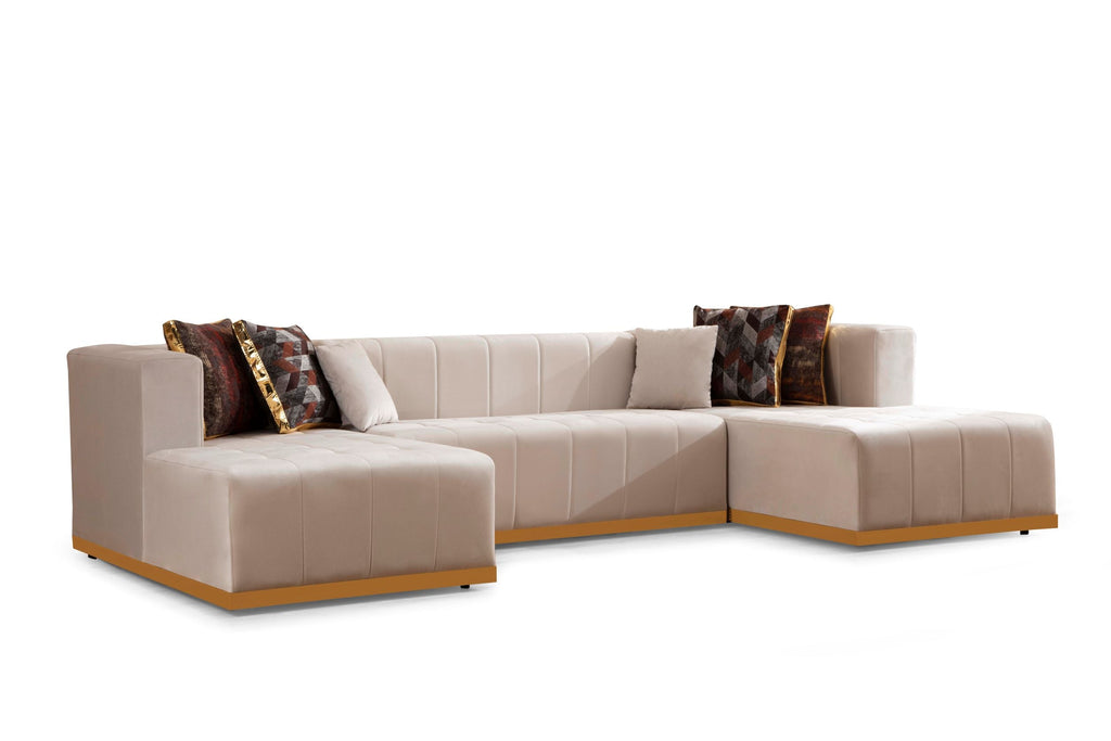 Elisha Velvet Double Chaise Sectional