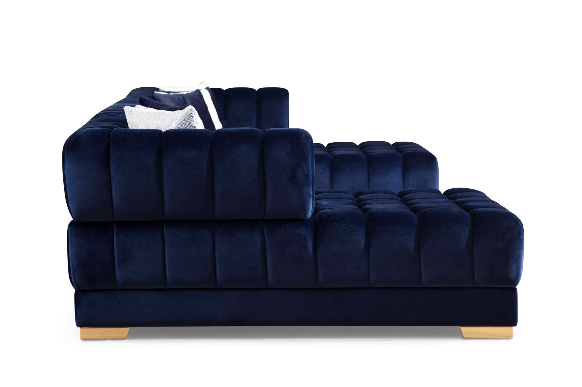 Ariana Blue Velvet Double Chaise Sectional