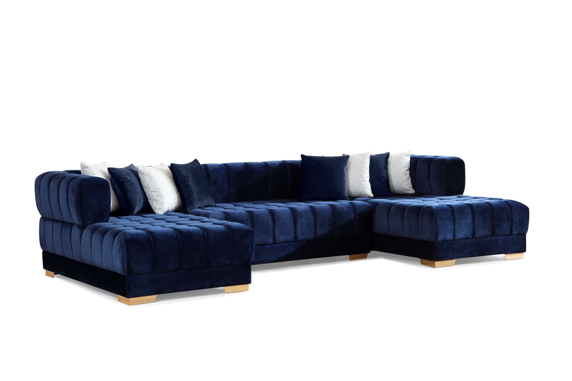 Ariana Blue Velvet Double Chaise Sectional