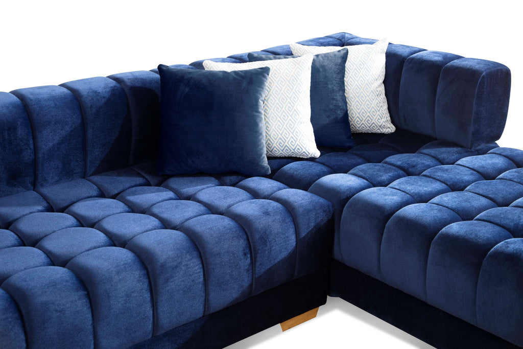 Ariana Blue Velvet Double Chaise Sectional
