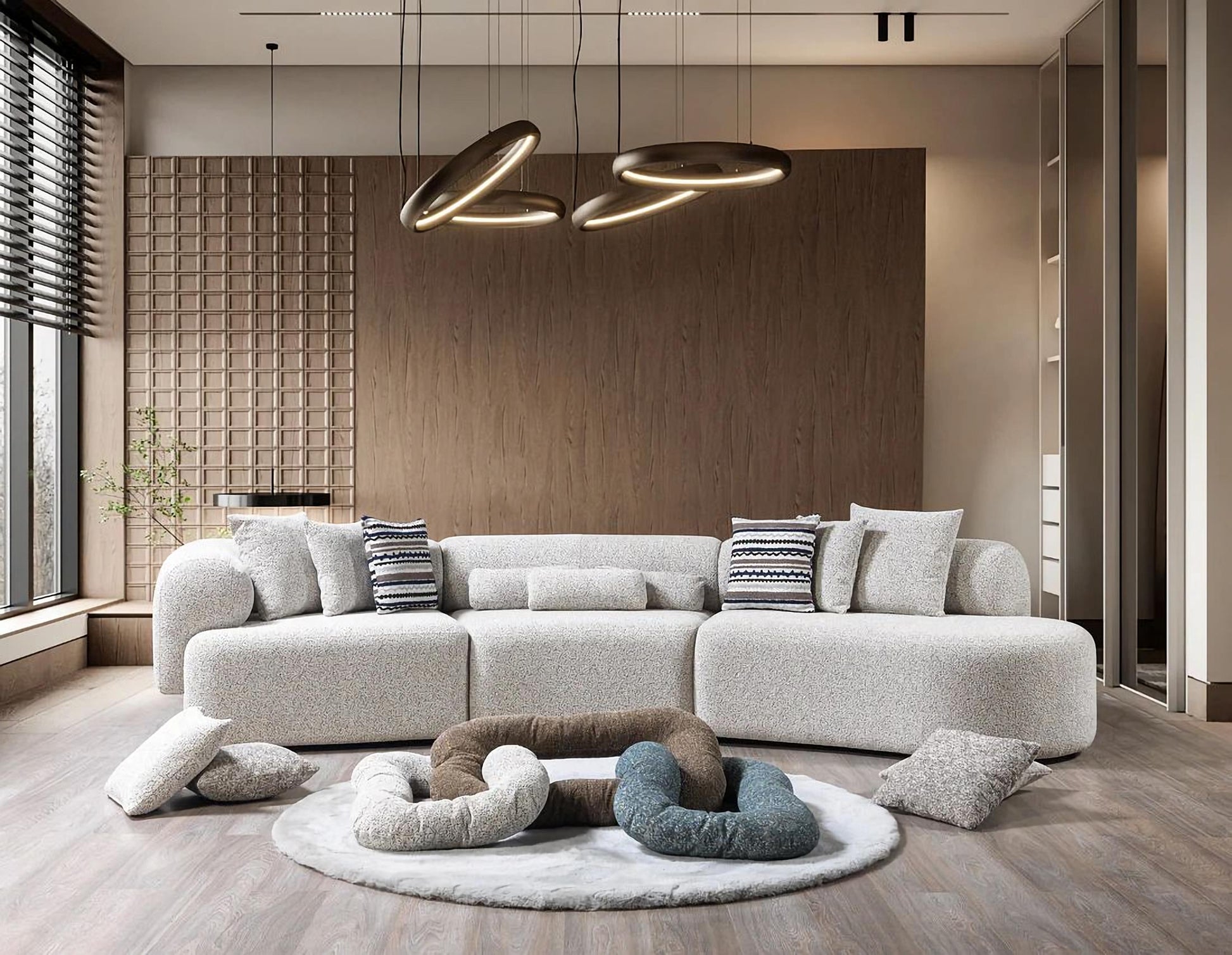 Lena Boucle 3-Piece Curved Sectional