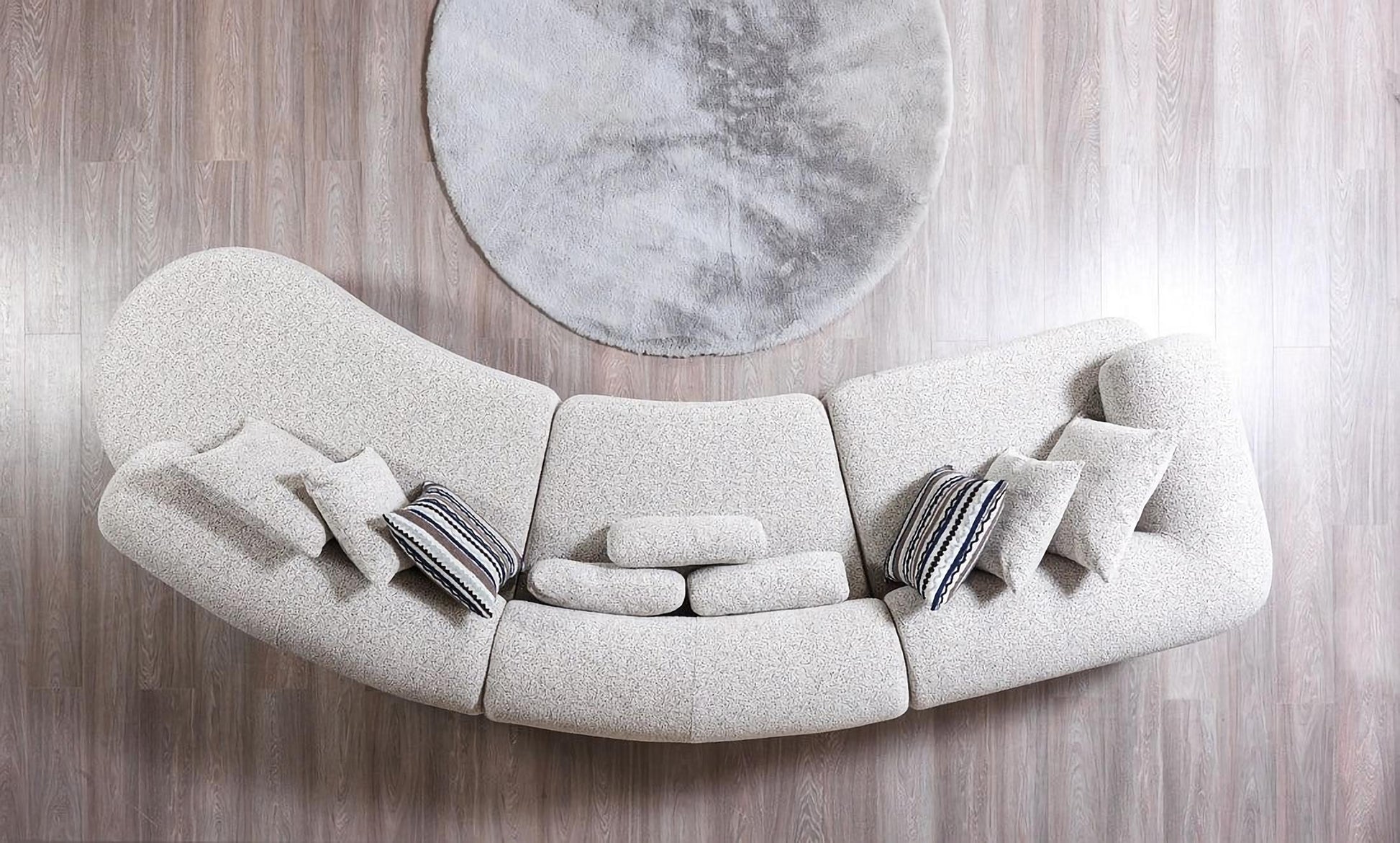 Lena Boucle 3-Piece Curved Sectional