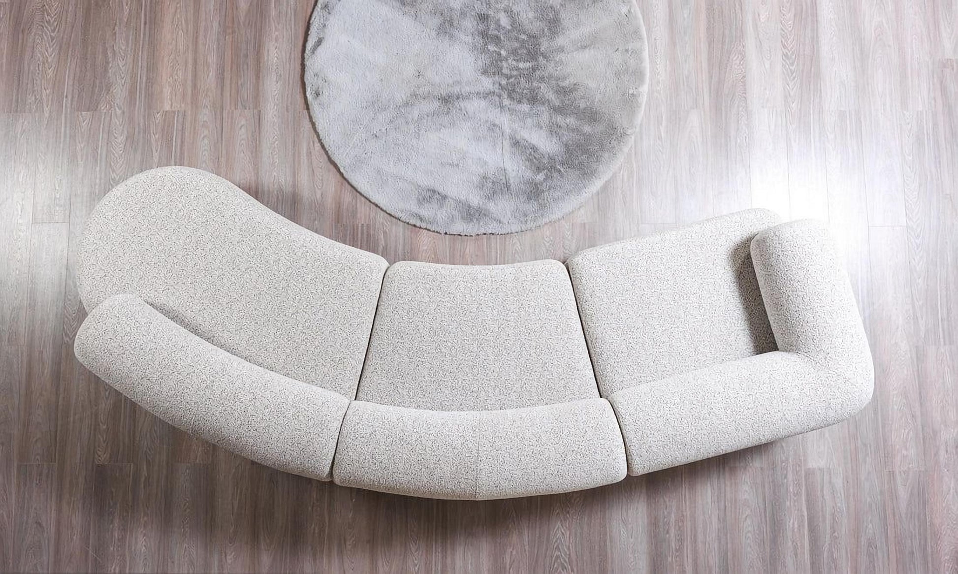 Lena Boucle 3-Piece Curved Sectional