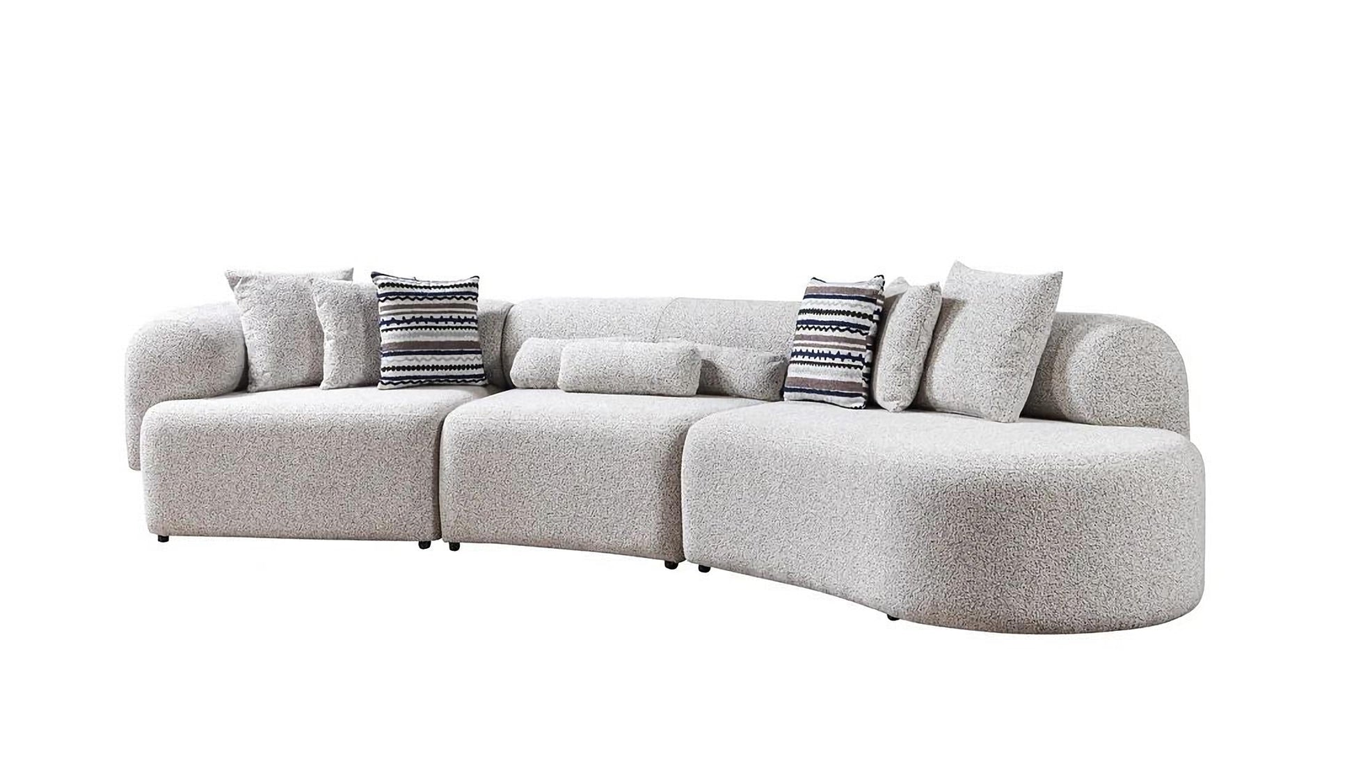 Lena Boucle 3-Piece Curved Sectional