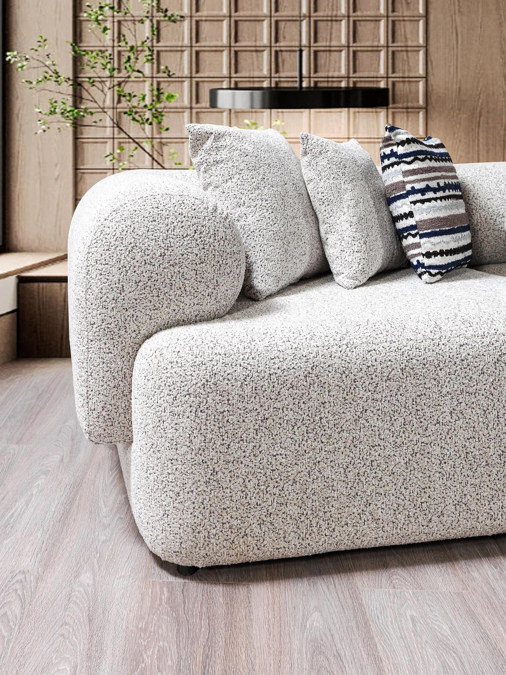 Lena Boucle 3-Piece Curved Sectional