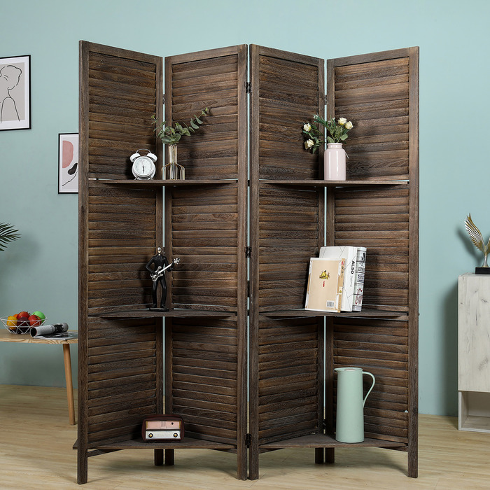 Panels Room Divider w/ Shutter Style & Shelves