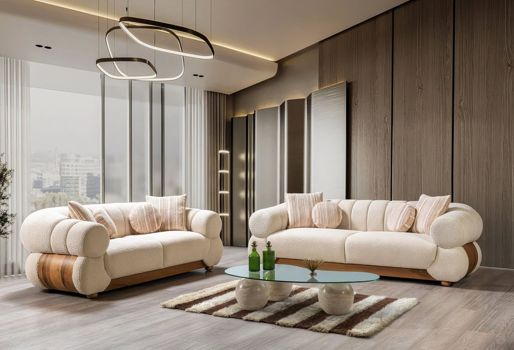 Destina Ivory Boucle Sofa & Loveseat Set