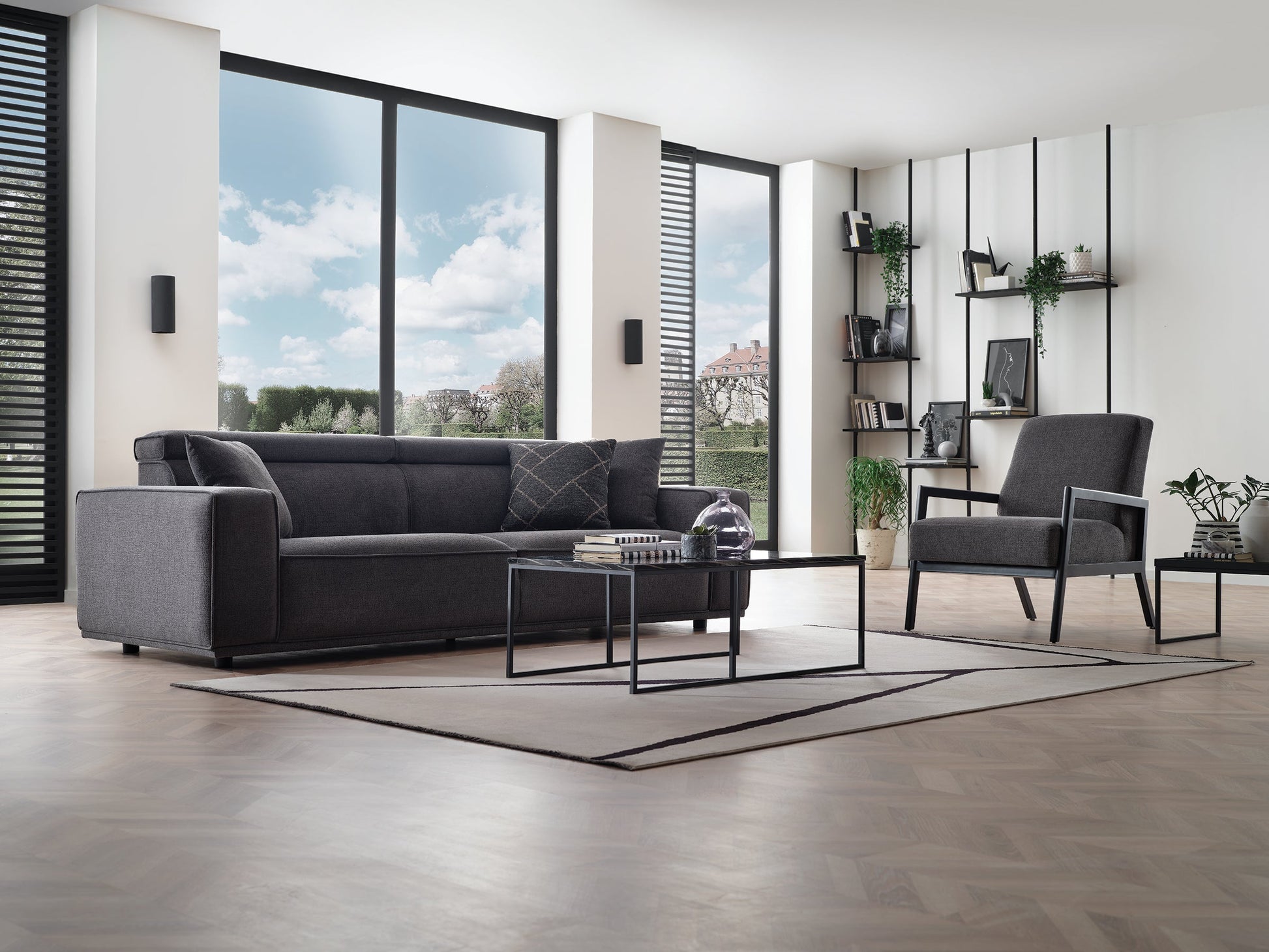 Milos Black 3-Seater Sofa