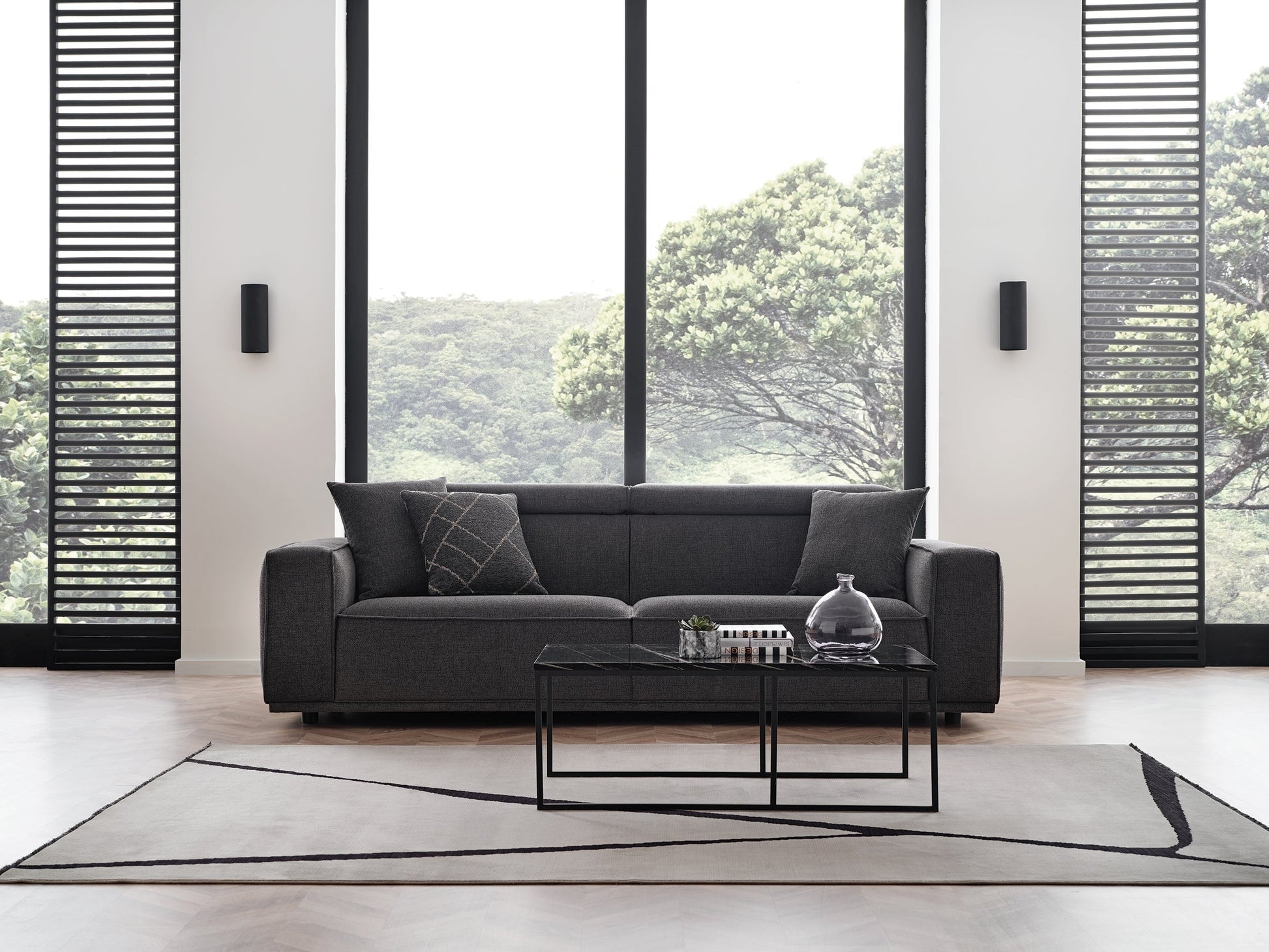 Milos Black 3-Seater Sofa