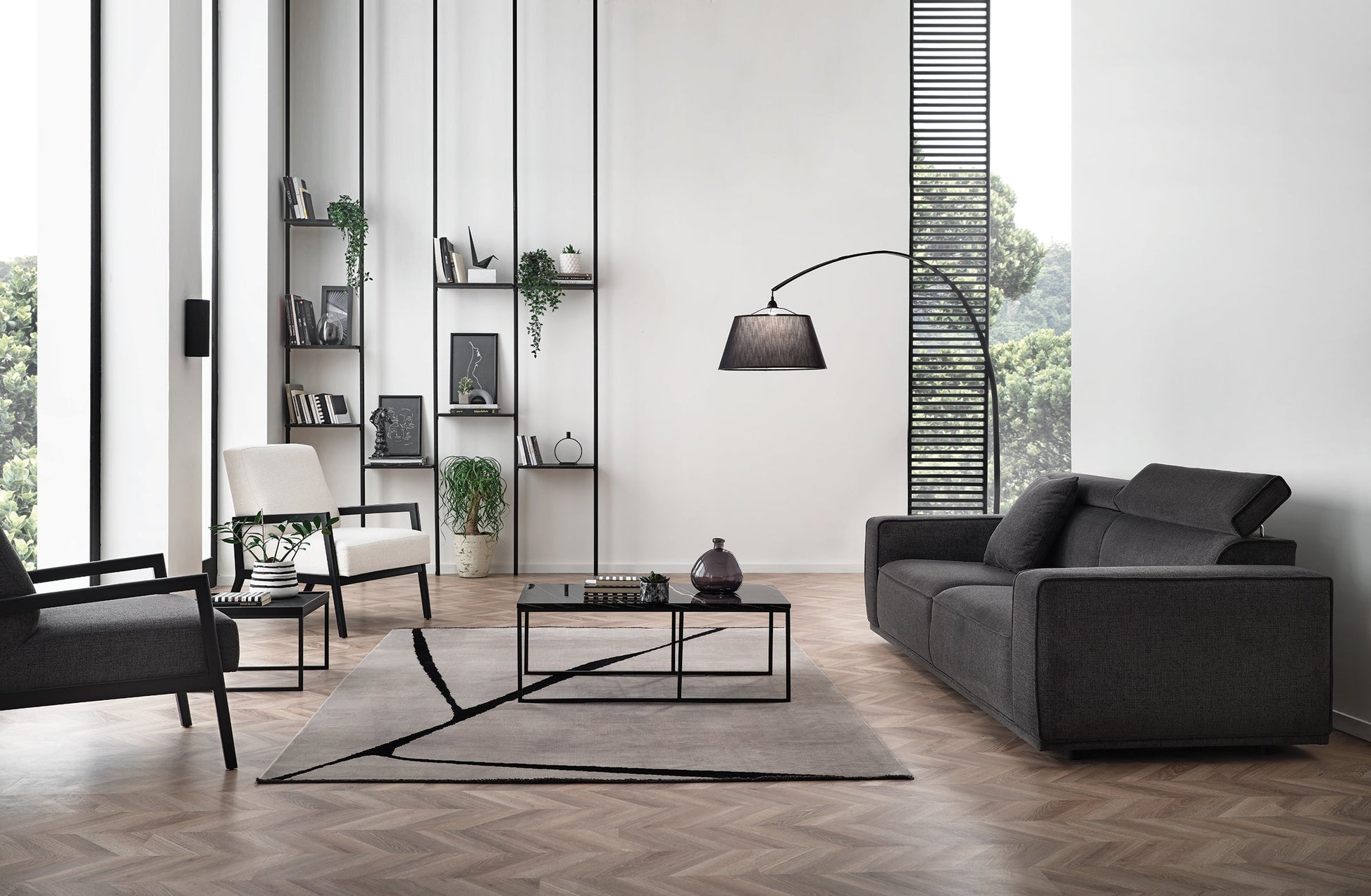 Milos Black 3-Seater Sofa