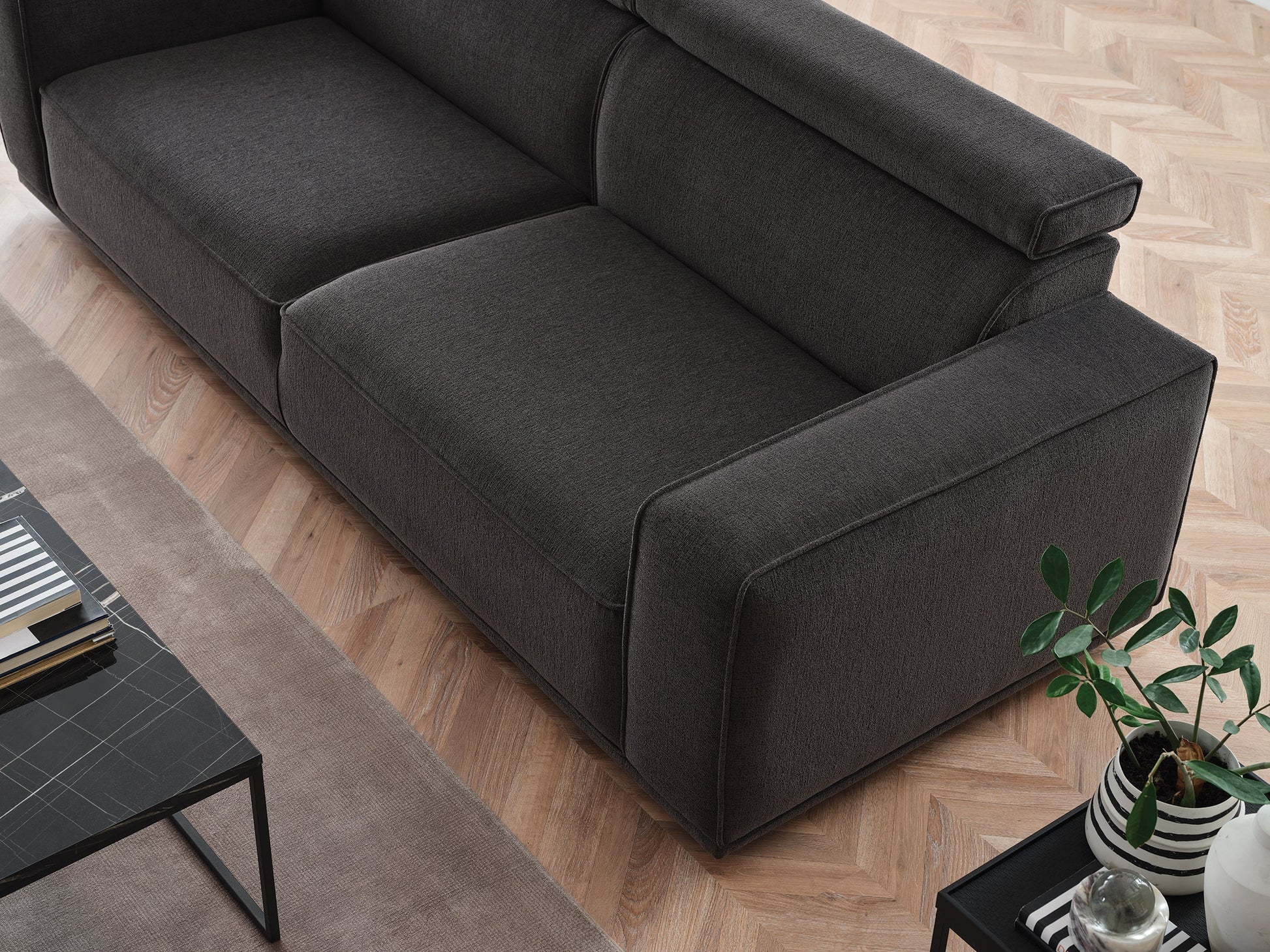 Milos Black 3-Seater Sofa