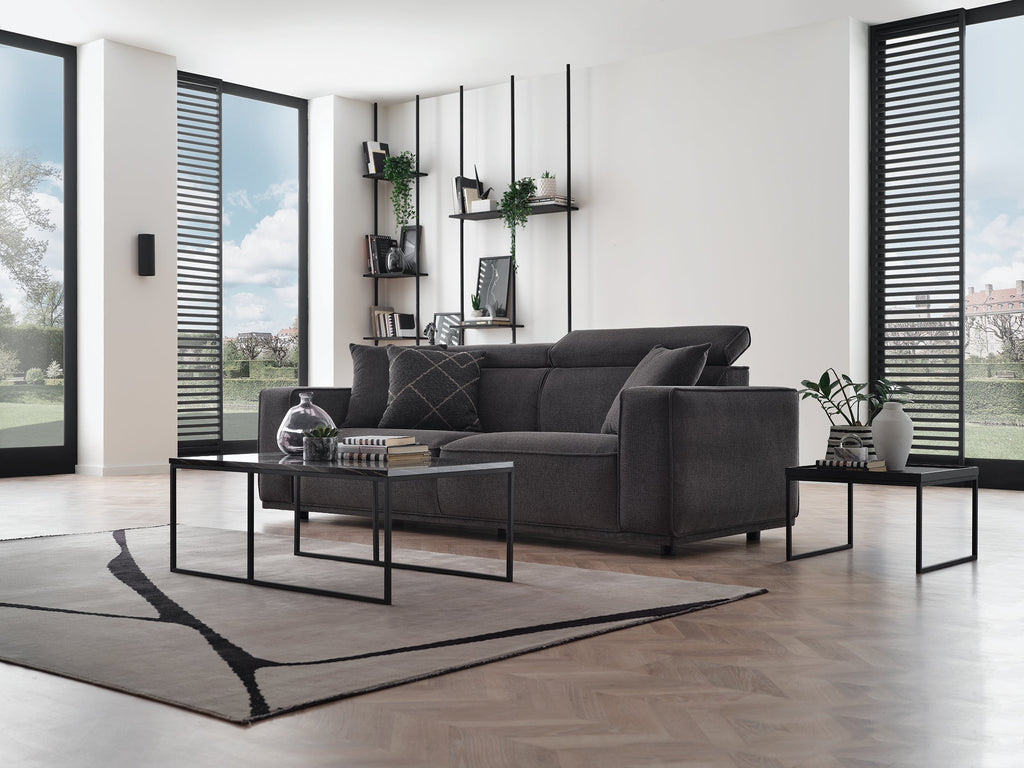 Milos Black 3-Seater Sofa