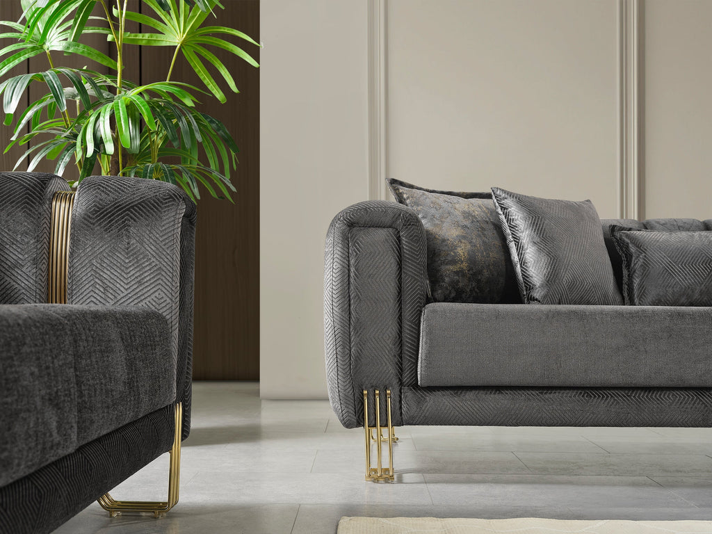 Santana Smoke Velvet Sofa & Loveseat