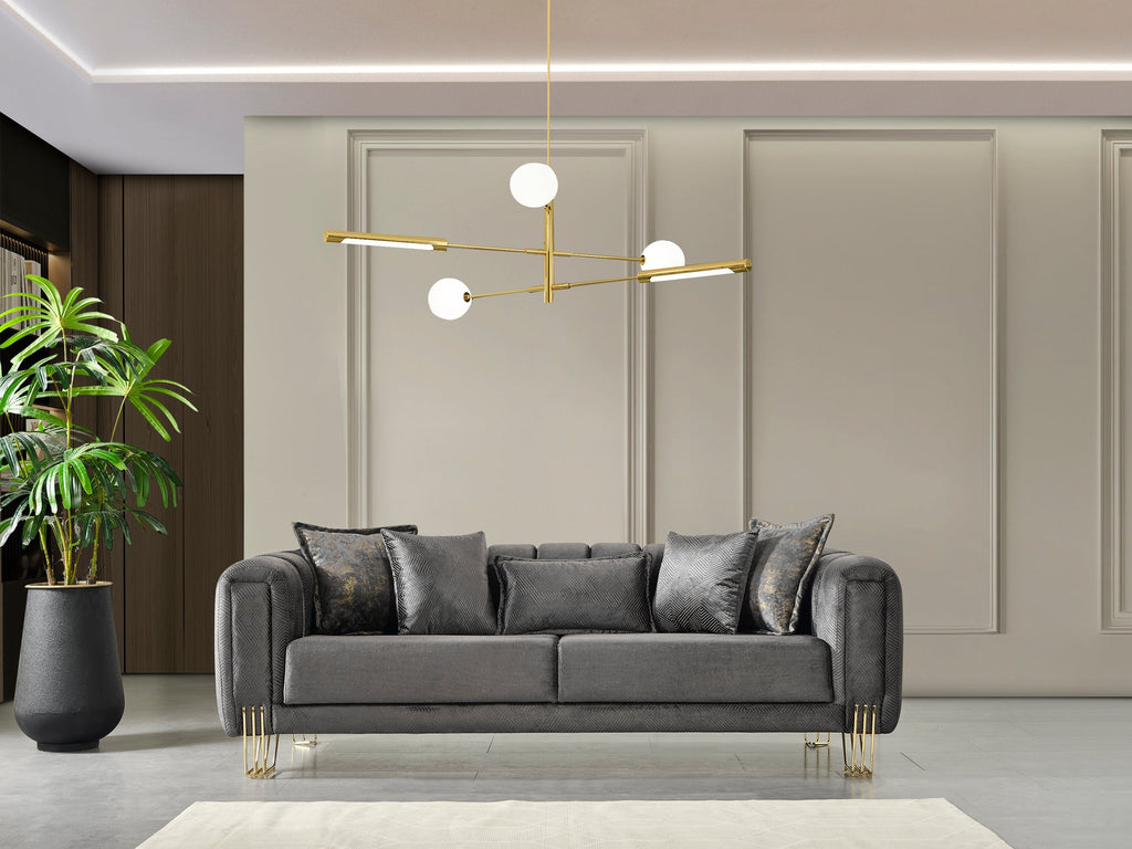 Santana Smoke Velvet Sofa & Loveseat