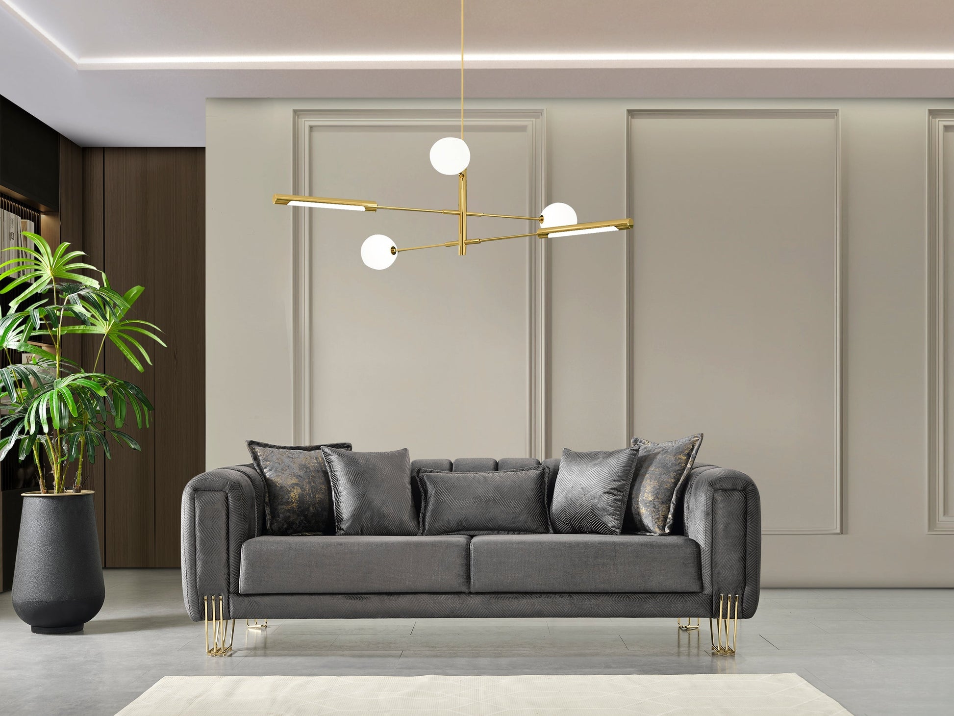 Santana Smoke Velvet Sofa & Loveseat