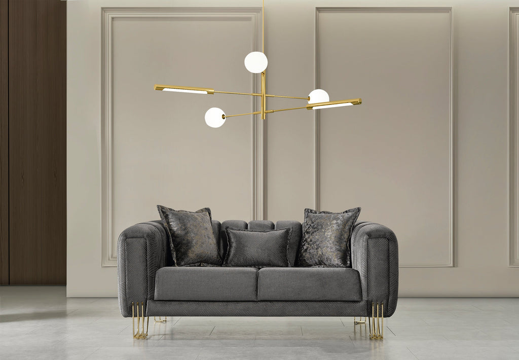 Santana Smoke Velvet Sofa & Loveseat