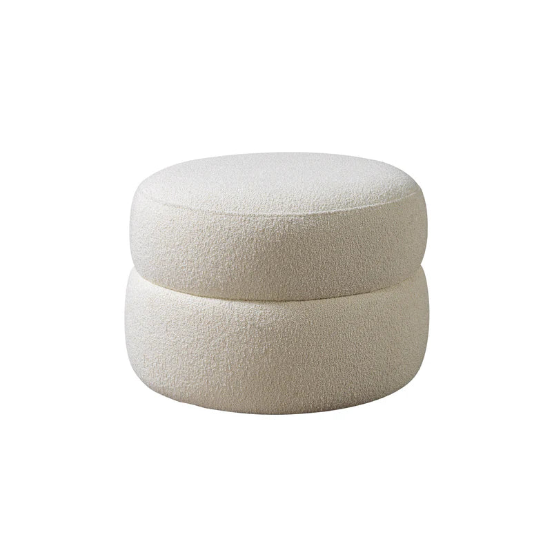 Ivory Ottoman boucle round