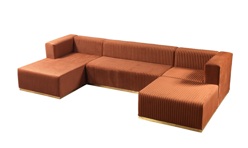 Juliana Orange Velvet 4-Piece Sectional [ETA: 3/25]