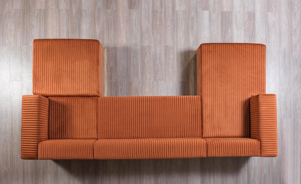 Juliana Orange Velvet 4-Piece Sectional [ETA: 3/25]