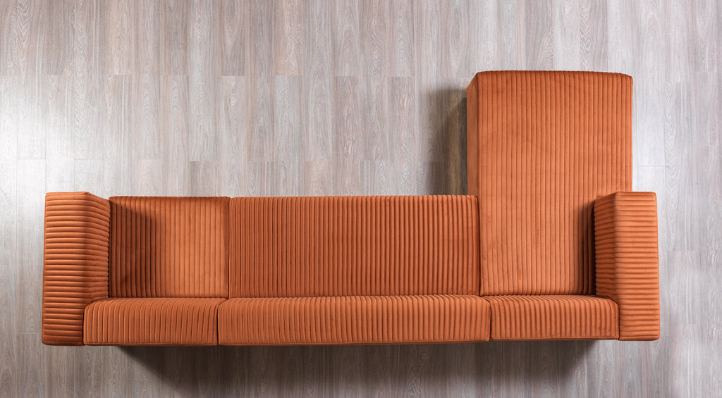 Juliana Orange Velvet 4-Piece Sectional [ETA: 3/25]