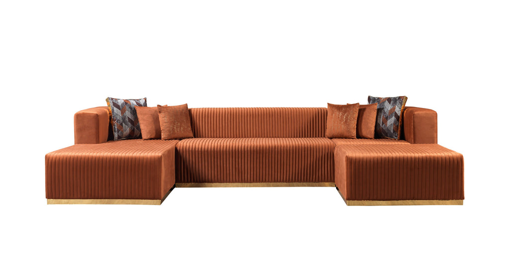 Juliana Orange Velvet 4-Piece Sectional [ETA: 3/25]