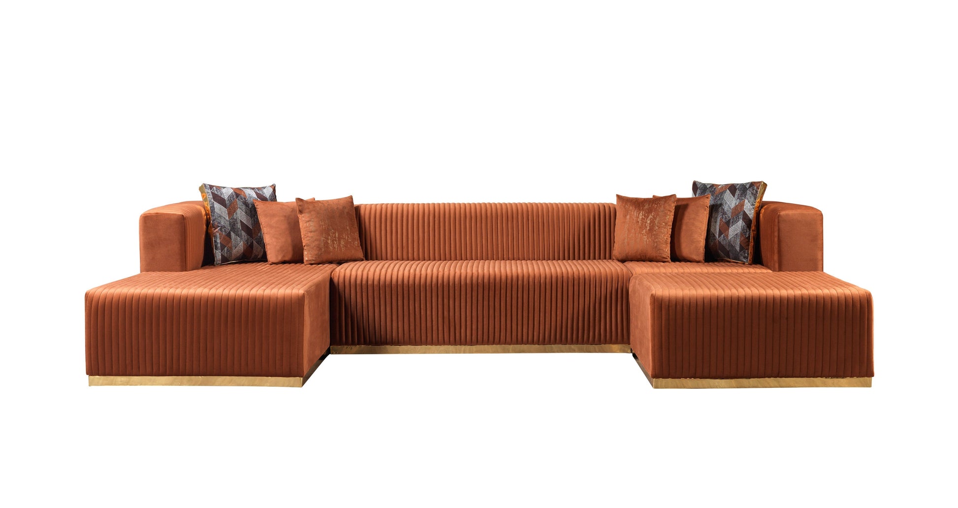 Juliana Orange Velvet 4-Piece Sectional [ETA: 3/25]