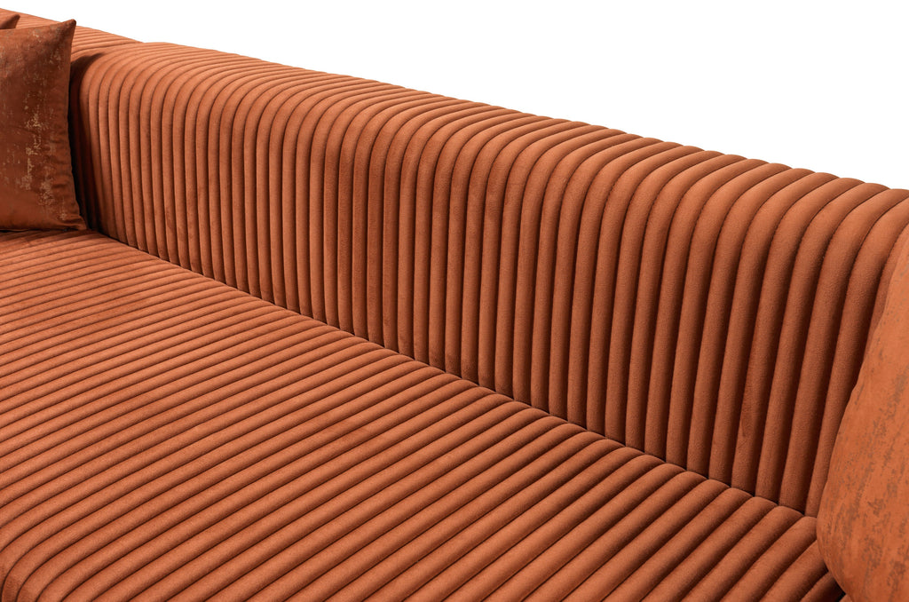 Juliana Orange Velvet 4-Piece Sectional [ETA: 3/25]