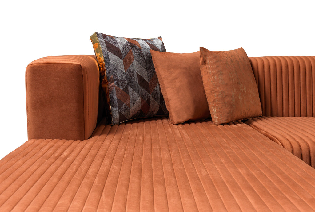 Juliana Orange Velvet 4-Piece Sectional [ETA: 3/25]