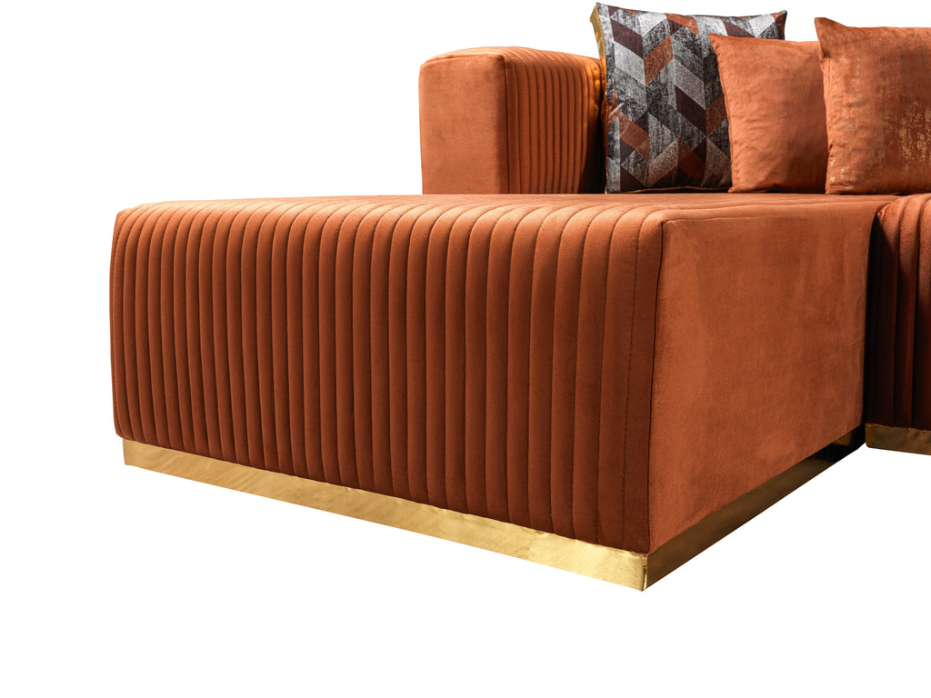 Juliana Orange Velvet 4-Piece Sectional [ETA: 3/25]