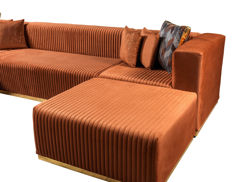 Juliana Orange Velvet 4-Piece Sectional [ETA: 3/25]