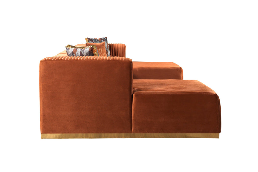 Juliana Orange Velvet 4-Piece Sectional [ETA: 3/25]