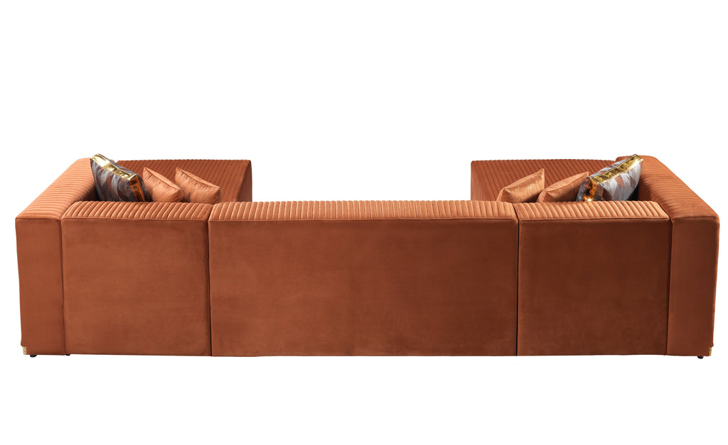 Juliana Orange Velvet 4-Piece Sectional [ETA: 3/25]