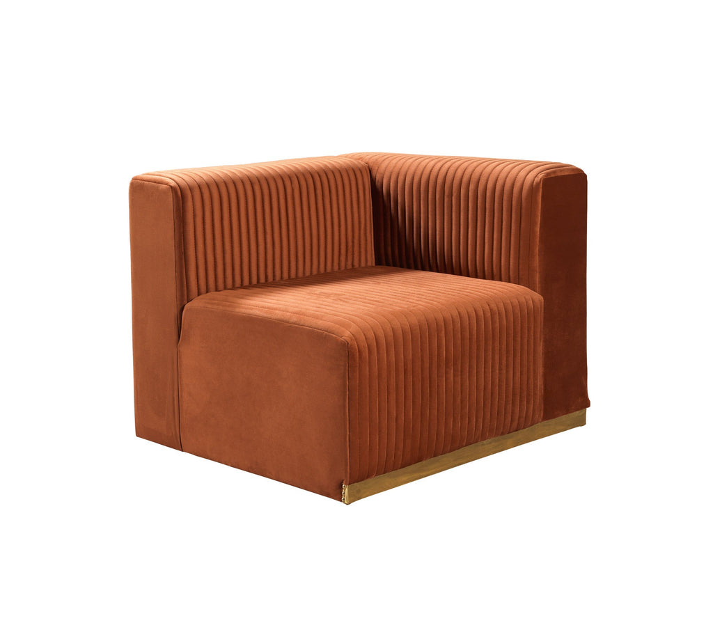 Juliana Orange Velvet 4-Piece Sectional [ETA: 3/25]