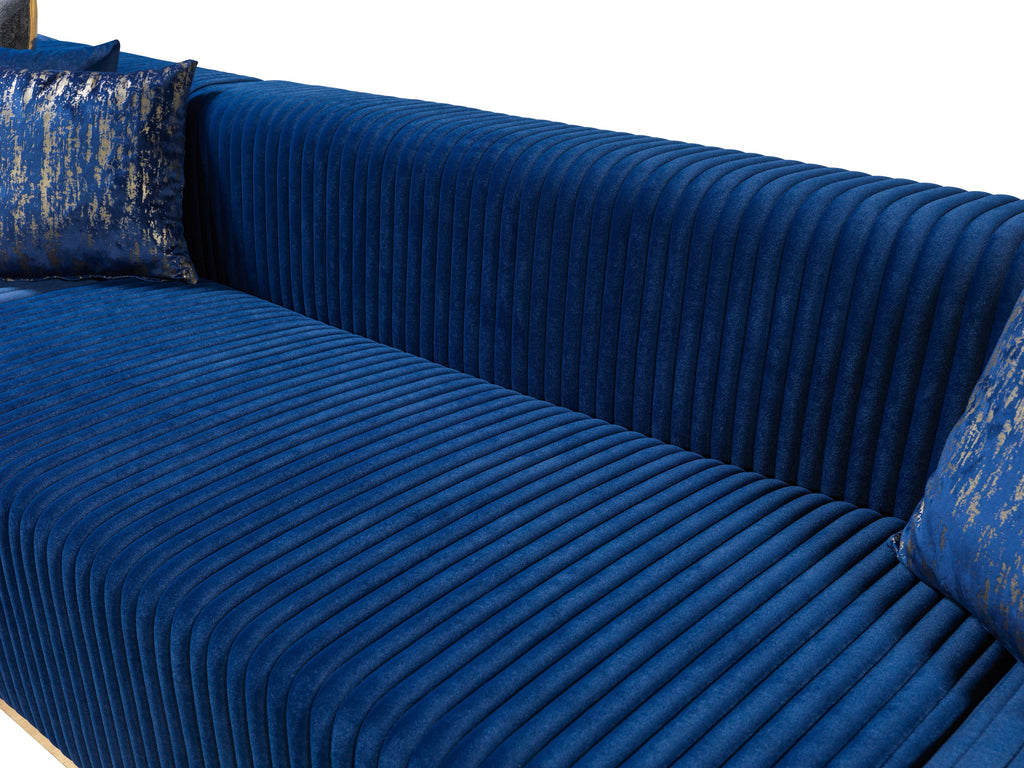 Juliana Blue Velvet 4-Piece Sectional