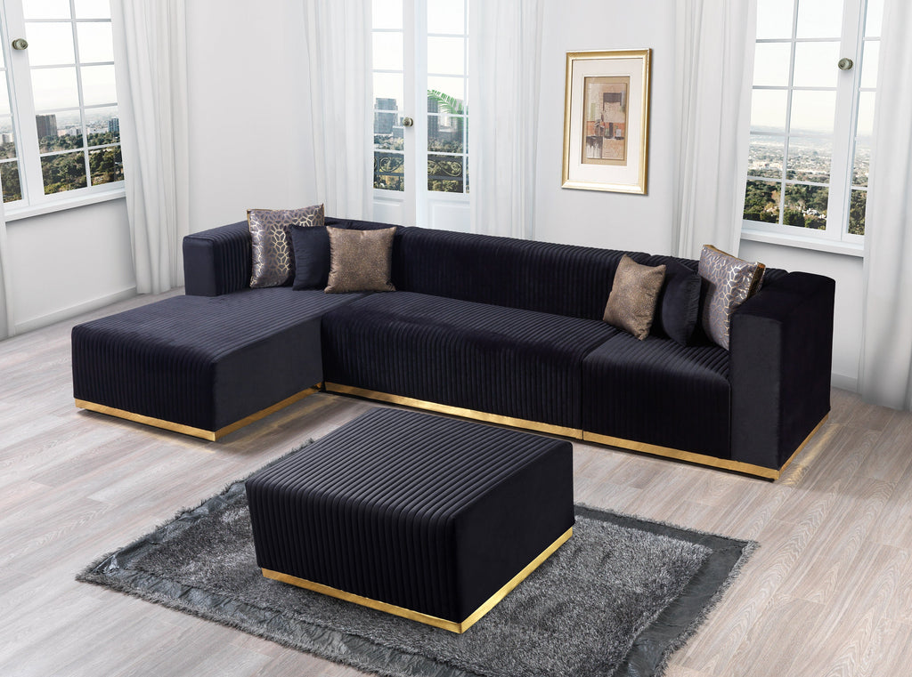 Juliana Orange Velvet 4-Piece 140" Sectional