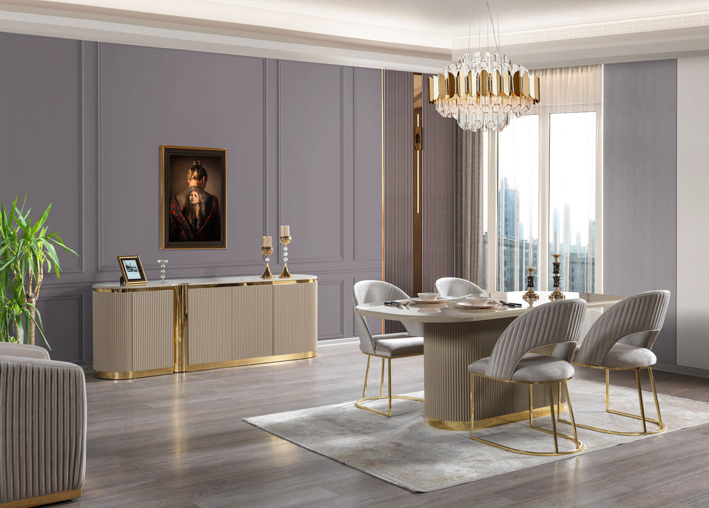 Milena Ivory 9-Piece Dining Set