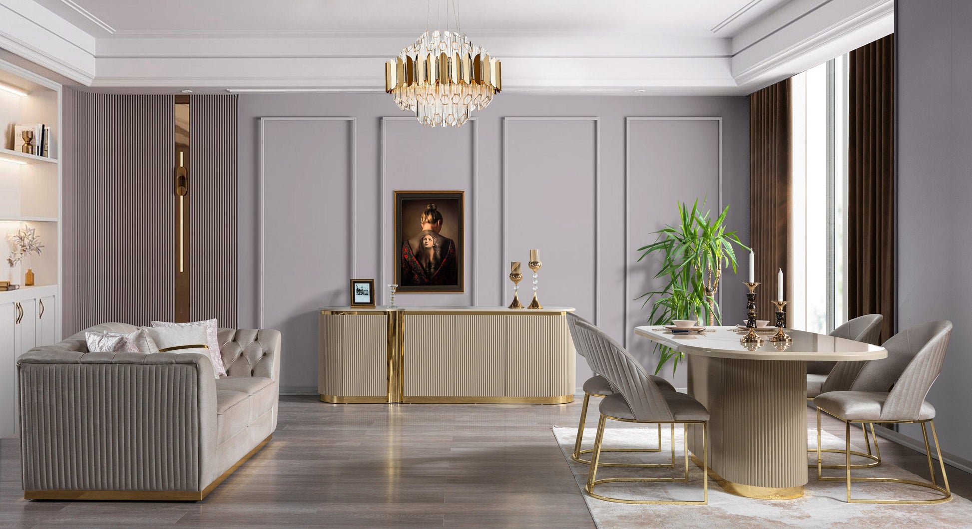 Milena Ivory 9-Piece Dining Set