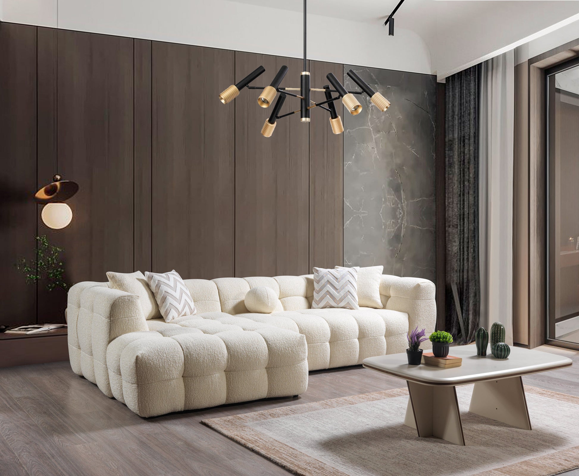 Ivory Boucle LAF 110" Sectional