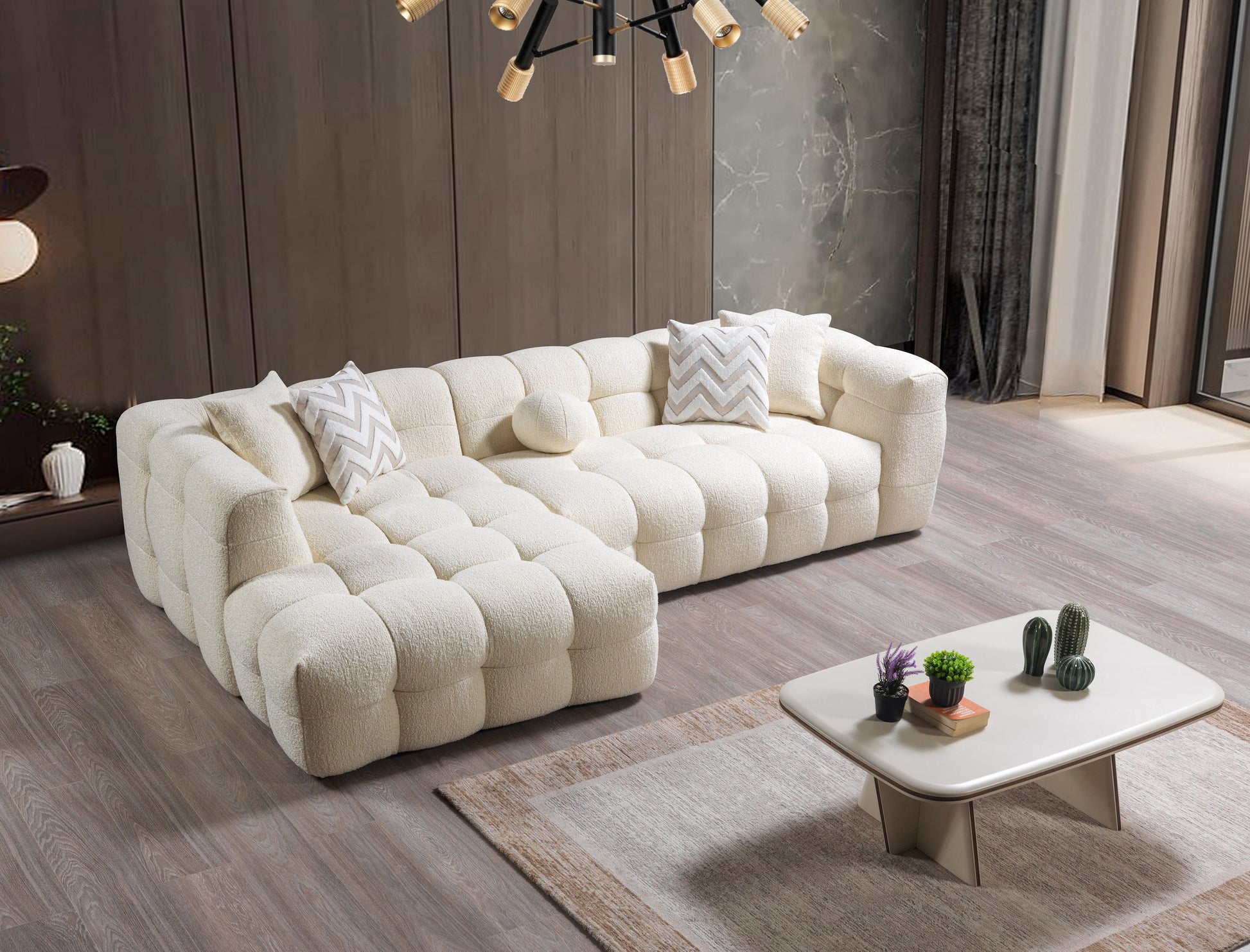 Ivory Boucle LAF 110" Sectional