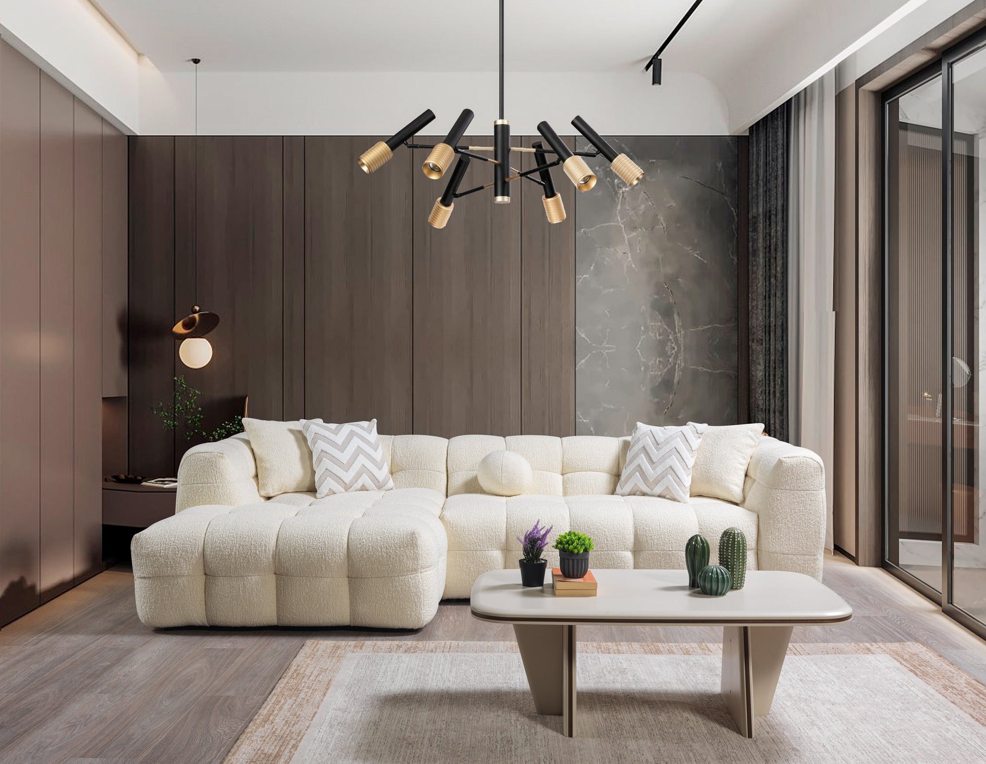 Ivory Boucle LAF 110" Sectional