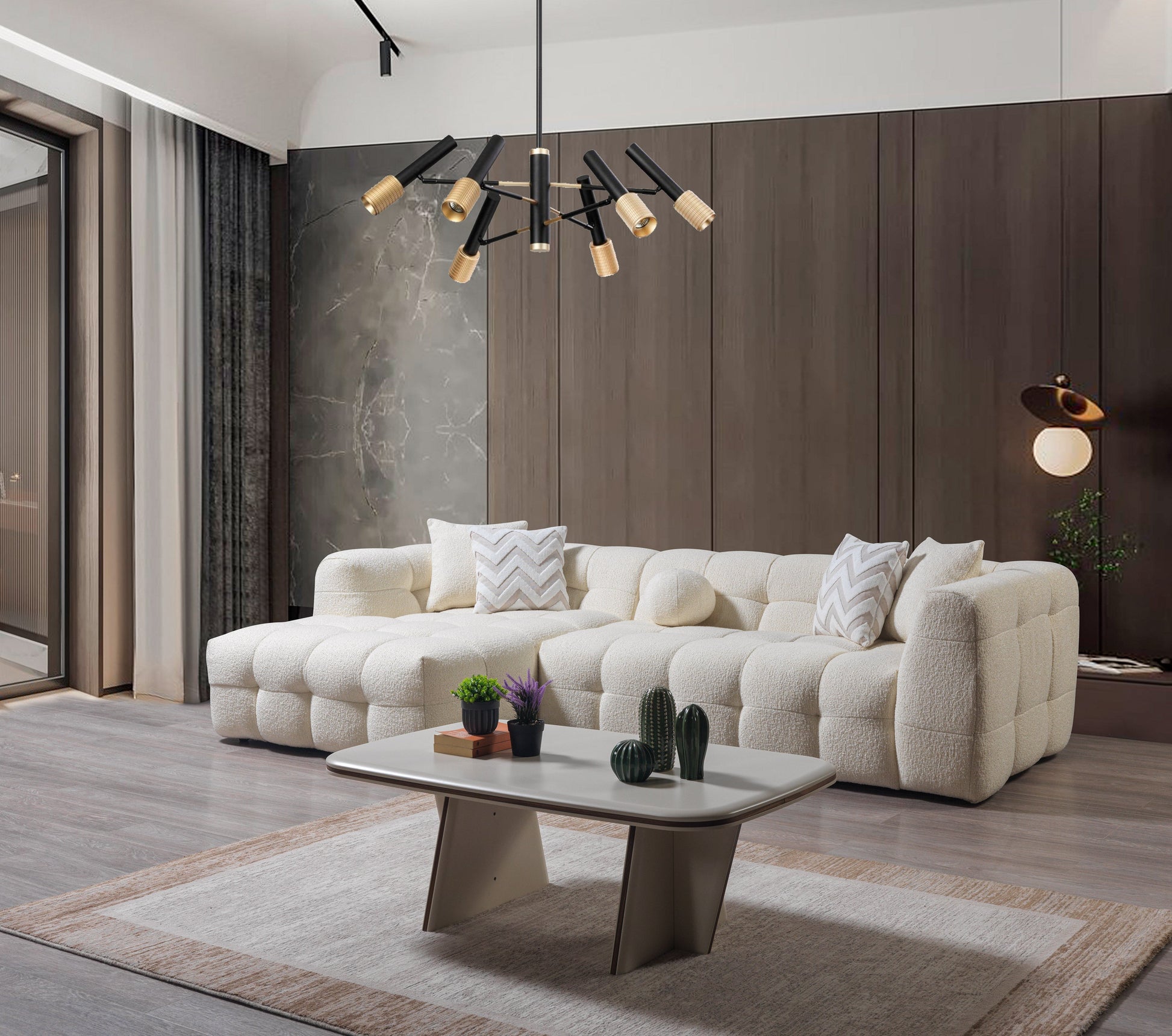 Ivory Boucle LAF 110" Sectional